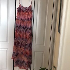Multicolor patterned spaghetti maxi dress!